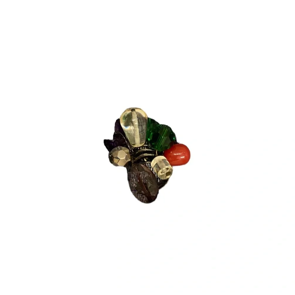 BODEN Glam Beaded Jewel Cluster Multi Color Statement Ring NWOT
